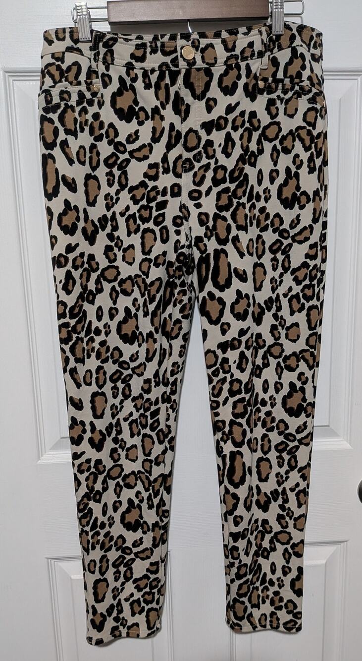 Chico's So Slimming Leopard Animal Print Slim Ankle Pants Stretch Size 1.5 / 10